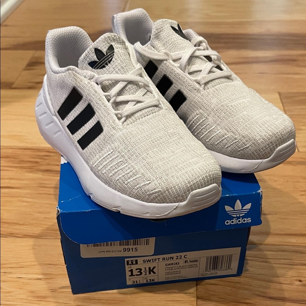 Adidas Kids Swift Run Sneakers -Off-White and Black